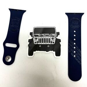 Unisex Replacement Watch Band • Embossed Jeep Design • Navy Blue • Silicone